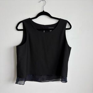 Club Monaco Layered Silk Trim Tank Black Wool Blend Size Large